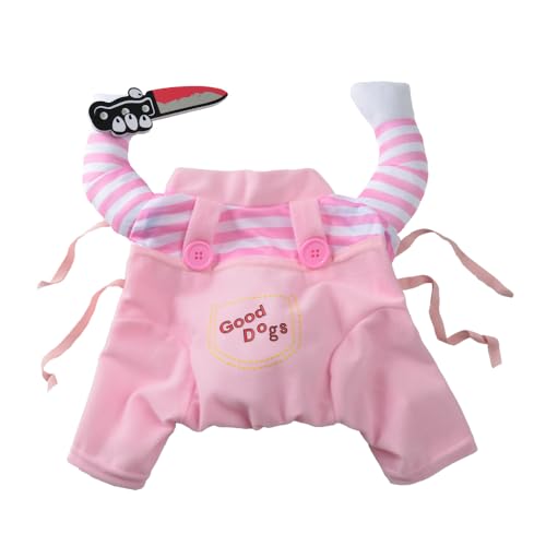 Divertida ropa para perros de Halloween para perros pequeños y medianos, cuchillo de Cosplay para mascotas, disfraz de fiesta linda para gatos, trajes de Chihuahua (rosa sin sombrero, S)