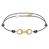Bijou de Créateur LES POULETTES BIJOUX - Bracelet Lien Plaqué Or Petites Menottes - Gris