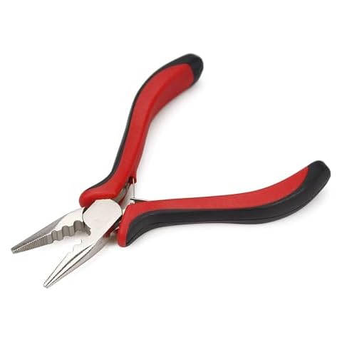 Amesun Fusion Bond Crusher Tool for Keratin Hair Extensions Bonds Breaker Rings For Beads Remove DIY Tools Pliers (Red) Cover