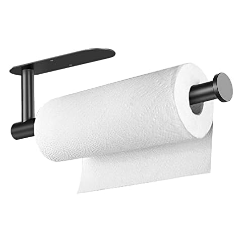 LgowithU Kitchen Roll Holder Under Cabinet, Self Adhesive or Drillable Kitchen Roll Holder with Damping Effect, Stainless Steel Paper Towel Roll Holder Wall Mounted for Bathroom Kitchen Cover