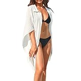 Diseño clásico y de moda: cárdigan ligero, estilo camisa simple y elegante, tira de botones abiertos, mangas anchas y mangas medias hacen que tus brazos estén más libres. Los cortes holgados permiten que tu cuerpo se deslice de las ataduras y protege perfectamente tu piel del sol. El bikini poncho para la playa te da confianza. No te dejes engañar para mostrar tu belleza natural.