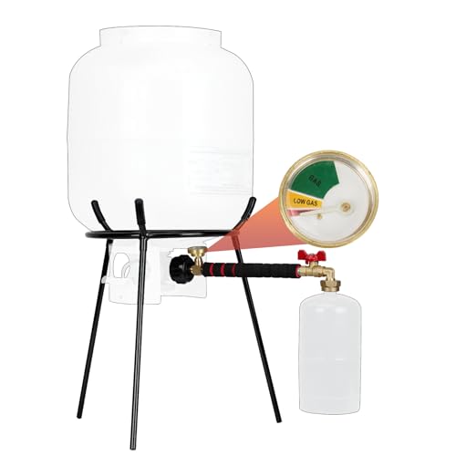 Skyflame Propane Refill Kit for 1LB Refillable Cylinders, QCC1 Refill Elbow Adapter with Gauges and a Removable Refill Stand - Portable for Outdoor Camping