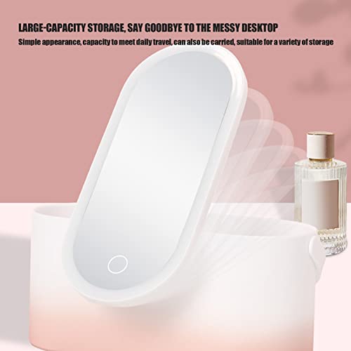 Makeup Case Pink Gradient Portable Large Capacity Foldable Rotating LED Light Makeup Storage Box With Makeup Mirror Smart Chargeable for Home Travel Use - Image 7