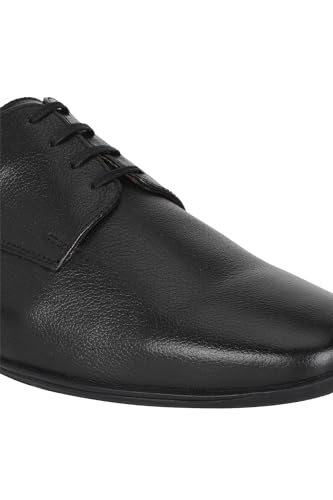 Image of Louis Philippe Men Premium Leather Breathable Lining Material Anti Slip Flat Heel TPR Sole Formal Derby Shoes