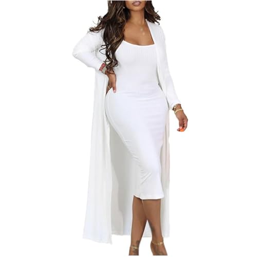 Women's 2 Piece Outfits Spaghetti Strap Bodycon Midi Dress And