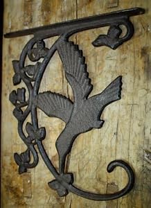 Vintage Cast Iron Victorian Style HUMMINGBIRD Plant Hook Garden Hanger Wall Barn Fence