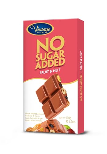 Image of Vintage Luxury Whole Roasted Almond, Hazelnut & Raisin Coated with No Sugar Added Milk Chocolate, 3.53 oz ℮ 100 g