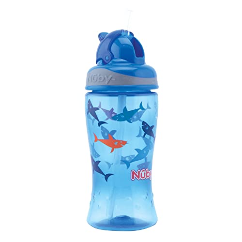 Nûby Flip-It Straw Cup for Children Drinking Bottle with Straw for Toddlers BPA-Free, Blue, 360 ml, 12+ Months - Image 2