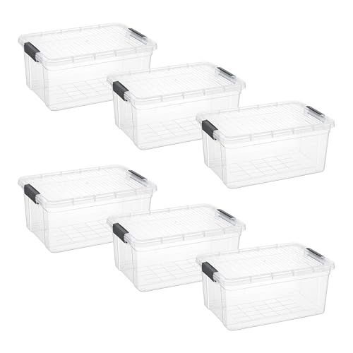 Image of Superio 21 Quart Clear Plastic Storage Boxes with Lids, Stackable Organizer Containers, BPA-Free Storage Bins for Home, Office, School & Dorm, 6 Pack