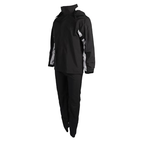 Keenso Motorcycle Rain Gear, Traje de Lluvia a Prueba de Agua Transpirable Pantalones de Chaqueta de Lluvia Ligera con Cubiertas de Zapatos Ocultos para Montar Al Aire Libre (M)