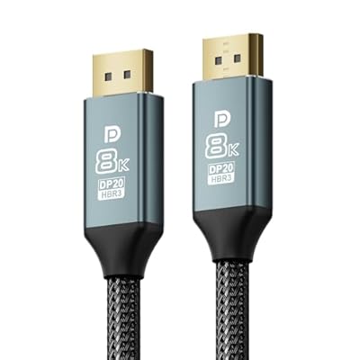 VisionSync 8K DisplayPort Cable 1.4,DP to DP Cable 6.6FT(VESA Certified,8K@60Hz/4K@144Hz/2K@240Hz),Braided 32.4Gbps Display Port Cables Cord Compatible FreeSync G-Sync HDR HDCP Gaming Monitor,TV,PC