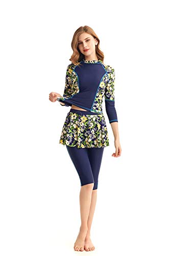 Conjunto de traje de baño con falda larga mujer y rash guard surf 4