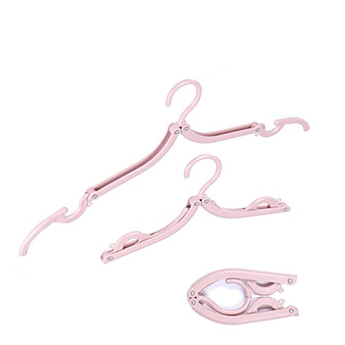 YianBestja 4 Stück Verstellbar und Faltbar Kleiderbügel mit Wäscheklammern, Reisebügel für Socken Unterwäsche Hose usw. (4X Beige Kleiderbügel)