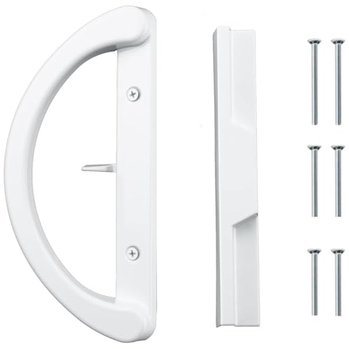HOME MASTER HARDWARE Juego de manijas de puerta de patio, juego de manijas de puerta corredera sin llave con pestillo para espacio de 3-15/16 agujeros para cerraduras estilo mortaja, manijas de