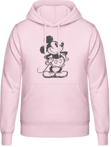 Disney Mickey Mouse Sketched Hoodie Herren - Retro Logo Merchandise Kapuzenpullover by Shirt Happens - Light Pink - XXL