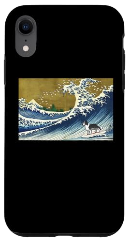 Funny Retro Vintage Surfing A Wave Border Collie Lover �X�}�z�P�[�X iPhone XR �p