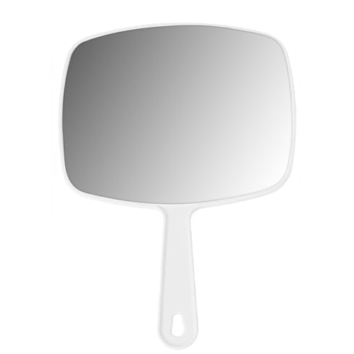 RTRTGS Specchio Portatile con Riflessione Privi di Distorsioni Specchio a Mano per Salone da Parrucchiere Specchio da Barbiere e Parrucchiere Grande Specchio a Parete con Manico Quadrato