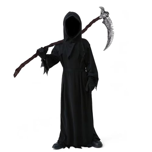 Gruselig Sensenmann Kostüm Kinder mit Sense & Masken & Handschuhe -...