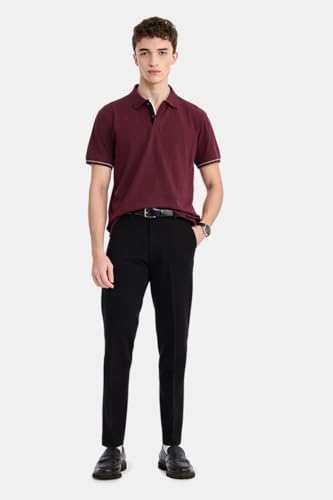 Image of SNITCH Men Polo Plus Size T-Shirt | Solid Polo with Contrast Inner Placket & Tipped Cuffs | 96% Cotton 4% Lycra Stretch Regular Fit, Casual Wear