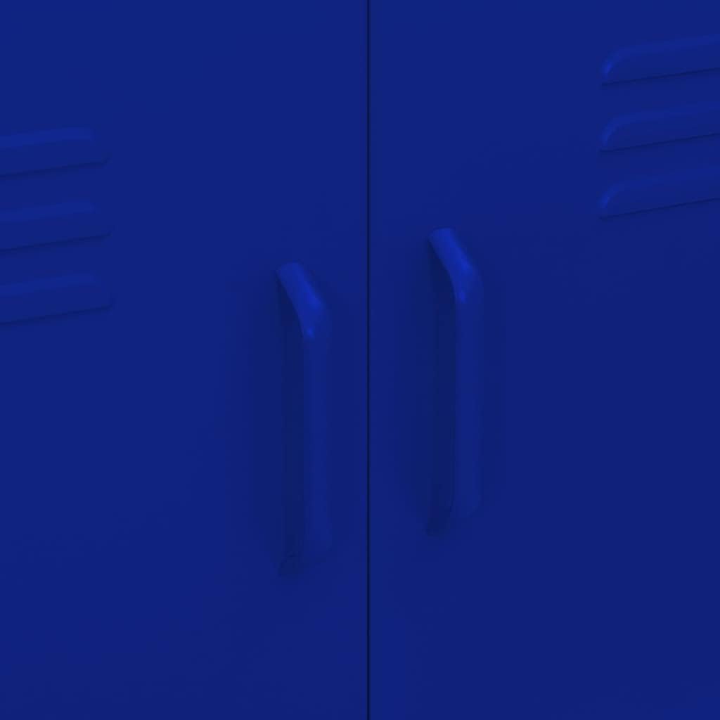 Navy Blue Steel Storage Cabinet with 2 Adjustable Shelves for Media Storage Modular Organization and Heavy-Duty Use