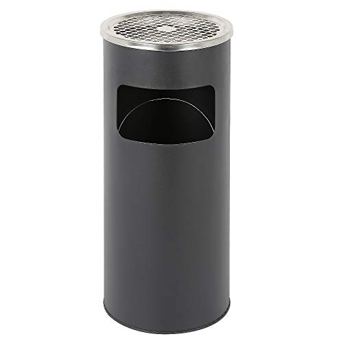 Poubelle Autoportant - Poubelle Extérieure/Intérieure avec Bac à Cendres - Hauteur 60 cm (Noir - 1PC)