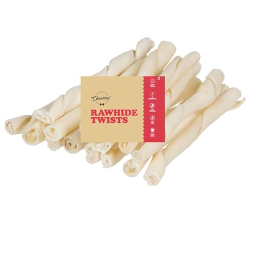 Chewers Rawhide Twists Dog Treat, White Chew Sticks, 150g