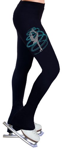 NY2 SPORTSWEAR Figure Skating Practice Pants with Rhinestones R254 (Child Extra Extra Small) Black