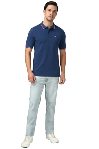 Image of Van Heusen Athleisure Men Solid Cotton Polo T-Shirt with Pocket - Side Slit, Half Sleeve, Regular Fit