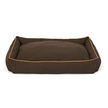 Gorgeous Reversable Brown Bed Piping Orange Color Square Shape Ultra Soft Ethnic Designer Bed for Dog/Cat Extra(Export Quality) Size-Medium