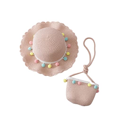 1 Set Cross-Body Bag Straw Hat Tea Party Princess Costume for Beige Hat Dress for Straw Beach Hats