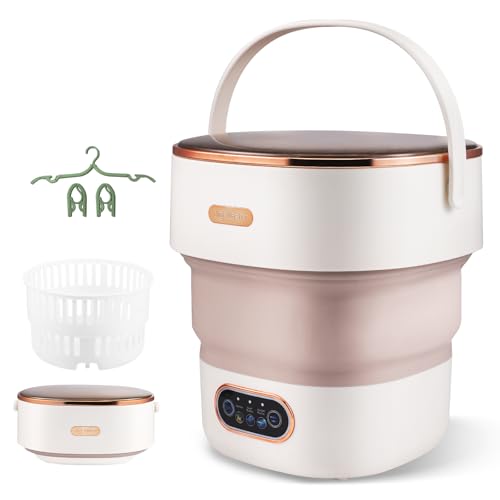 HIUYRFS Mini lavatrice, 15 l, 2 in 1, da campeggio, piccola con cestello, da viaggio, per biancheria intima, per neonati e piccoli, adatta per casa, appartamenti