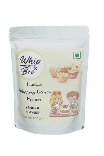 Image of WhipBro Whipping Cream Powder (200g) | Vanilla Flavour | Instant Dessert & Bakery Cream | Easy to Whip | Rich & Smooth Texture