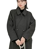 [ロペピクニック] WEB限定カラー:ブラック ラムライク/チェックオーバーPコート チャコール（06） 38