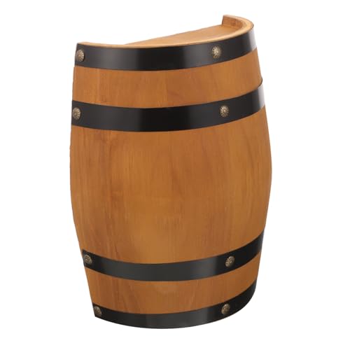 INOOMP Halbiertes Eichenholz Weinfass Dekoration Retro Stil Wanddeko Bar Ornament Vielseitig Robust Natürliche Holzfass Vintage Weinlager Fassmöbel für Bar Küche Garten