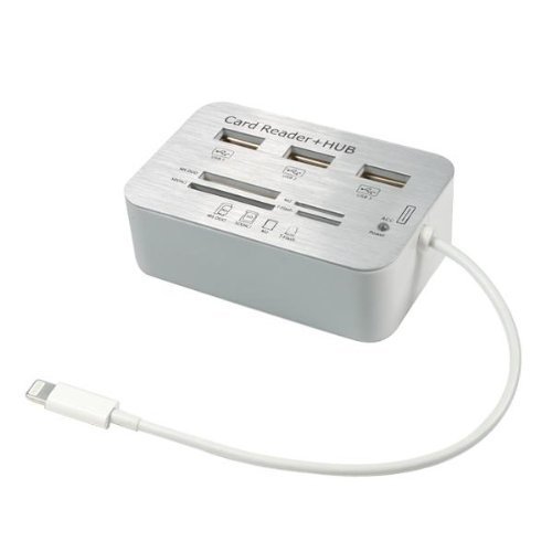 California Cable Market 7 in 1 OTG Adapter 8 PIN to 3 USB Port 2.0 HUB Host Adapter Sd hc/ms/m2/tf Card Reader Camera Connection Kit for Ipad 4/ Ipad Air / ipad air 2 / ipad Mini / Ipad Mini with retina display