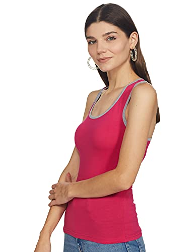 Image of Longies Women's Racer Back Regular Tank Top (LWRTPO3V001 Rani,Grey Milange & Mustard S)