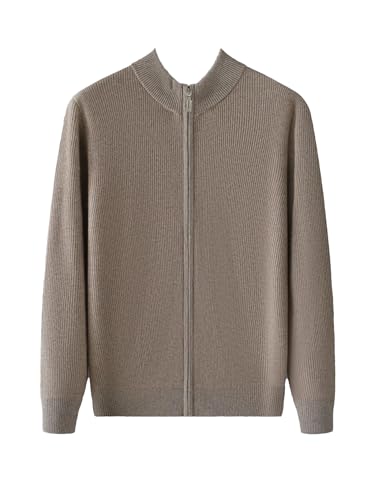 Men Full Zip Up Stand Collar Slim Cardigan Winter Mock Neck Cashmere Cardigans Sweater