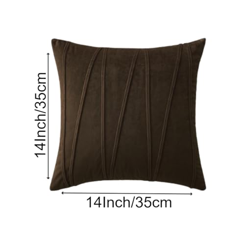 Image of Amazon Brand - Umi Decorative Striped Throw Pillow Covers 14 X 14 Inch,Soft Solid Velvet Pillow Covers Cushion Case with Zigzag Pattern for Sofa Bedroom 35 X 35 Cm (Pack of 5) Coffee