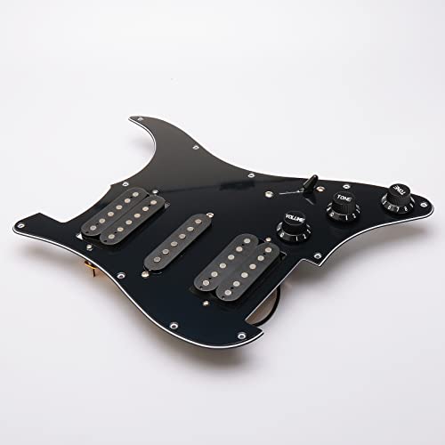 Pxyelec HSH Loaded Pickguard Black Wired Plate for Fender Strat Guitar Replacement - Image 4
