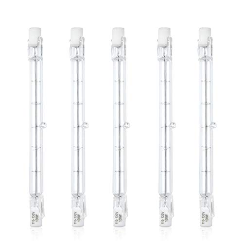 Luxvista R7S Halogen Bulb 118mm - Dimmable T3 100 Watt Halogen Bulb, J Type Linear Double Ended Floodlight, 120V 1500lm 2800K for Work, Security, Landscape, Floor Lamps Warm Whiteï¼ˆ5-Packï¼‰