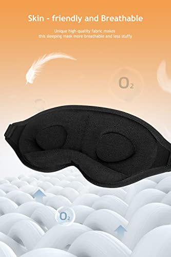 Sleep Eye Mask For Women Men, Night Sleep Mask, 3D Light Blocking Blindfold, Contoured Sleep Mask With Adjustable Strap, Comfort Eye Cover For Travel Yoga Nap (Black) #TOP3