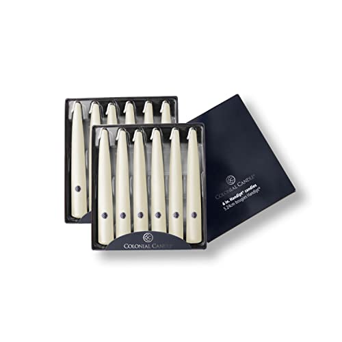 Image of Colonial Candle Unscented Taper Candle, Handipt Collection, Ivory, 6 in, Pack of 12 - Up to 4 Hours Burn
