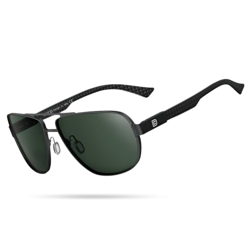 Image of DUCO Aviator Sunglasses for Men Carbon Fiber Temple Polarized Sunglasses Men UV Protection Sun Glasses for Driving 3051