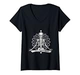 Damen Yoga Skillet Meditieren Meditation T-Shirt mit V-Ausschnitt