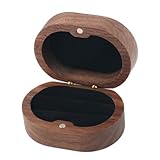 minkissy Caja de Madera de Nogal para Anillos Joyero Decorativo Retro Contenedor de Almacenamiento para Joyas Pequeñas Caja de Embalaje para Boda y Obsequio 1 Unidad