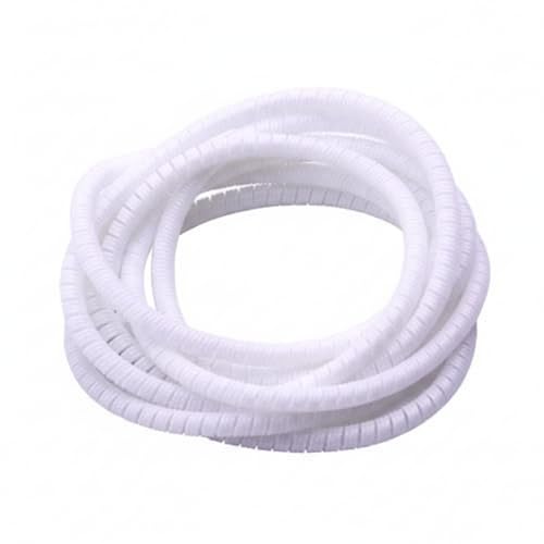 Image of Spiral Cable Protector, 150cm Cord Organizer for iPhone and Android Cables, Headphone and Charger Wire Protection Cover, Universal Device Compatible (White)