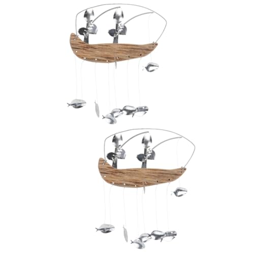 Sosoport 2pcs Fisherman- Bell Pendant Hanging Decor for Elegant Wind Chimes Soothing Sounds for Friends Family Unique Room Decor
