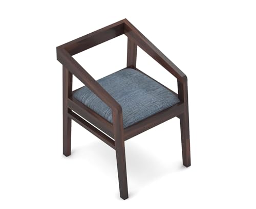 Image of SUNCOM Solid Sheesham Wood Arm Chair Set of 1 for Living Room| Wooden Dining Chair | Home Dining Room Furniture (Walnut Finish, 1 Chairs)