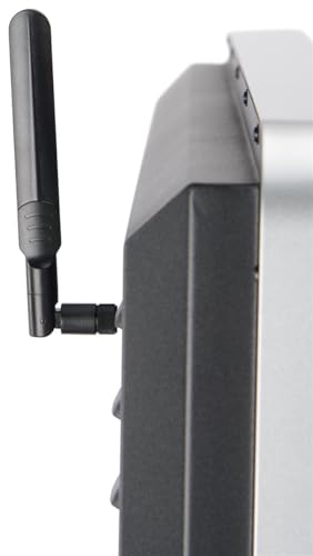 Image of Displays2go Digital Display Advertising Floor Stand with (2) 8W Speakers & (4) Locking Wheels (DF075NLB)