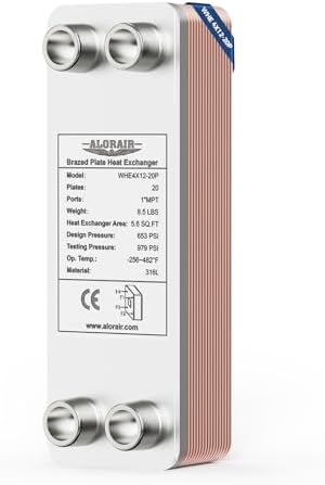 ALORAIR 4"x12" 20 Plates Heat Exchanger with 1" MPT Port,316L Sta...